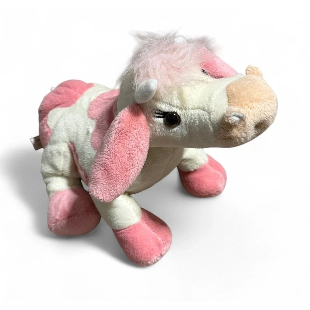 Webkinz Strawberry Cow Plush HM500 Ganz Pink White Stuffed Animal No Code